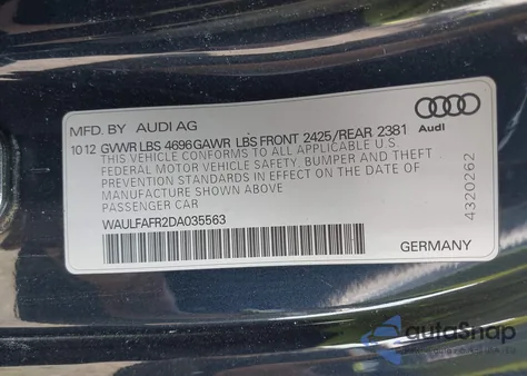 2013 Audi A5 2.0T Premium from USA, damaged, VIN WAULFAFR2DA035563